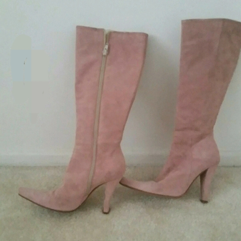 Nello Nembro Italy Blush Suede Heeled Boots 36.5 6 6.5